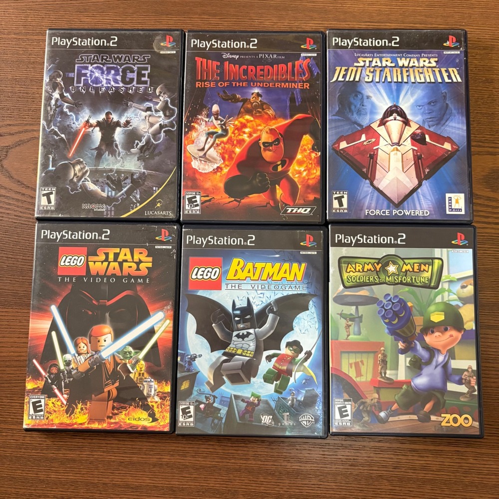 Sony PlayStation 2 Video Game Lot of 6 Star Wars LEGO Batman PS2 Good Bundle